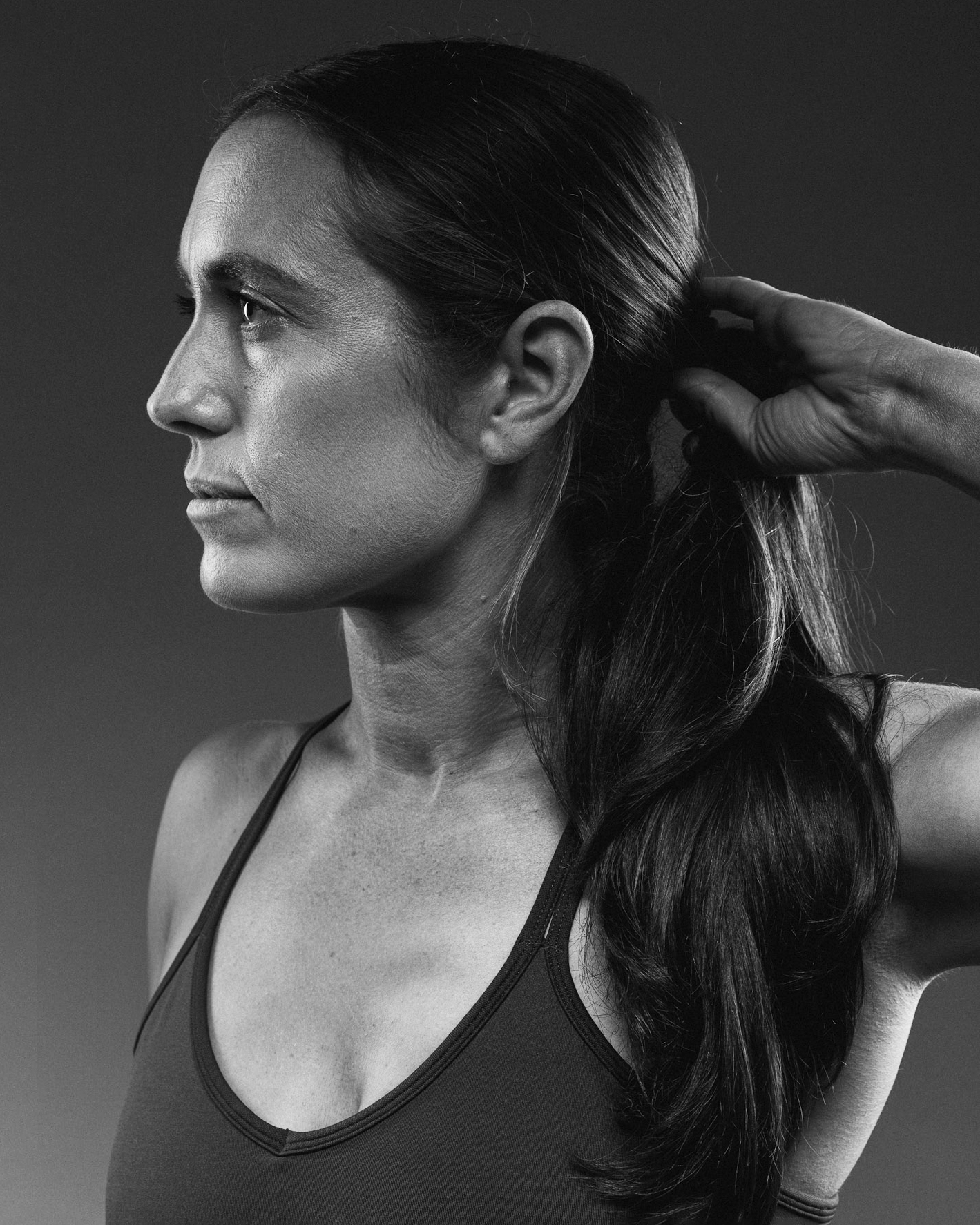Black and white side profile of Steph